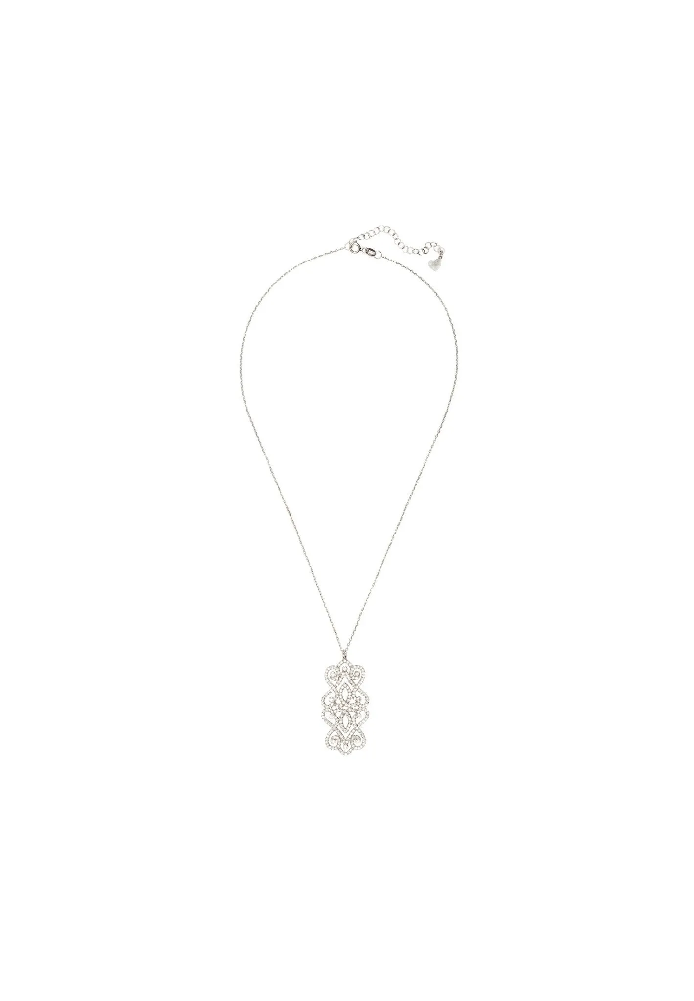 Regal Rose Large Pendant Necklace Silver