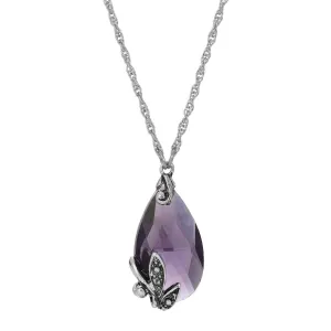 Regency Regal Teardrop Crystal Pendant Necklace 15"   3" Extender