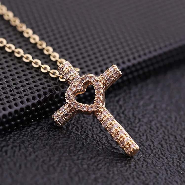 Religious Heart Cross Choker Necklace
