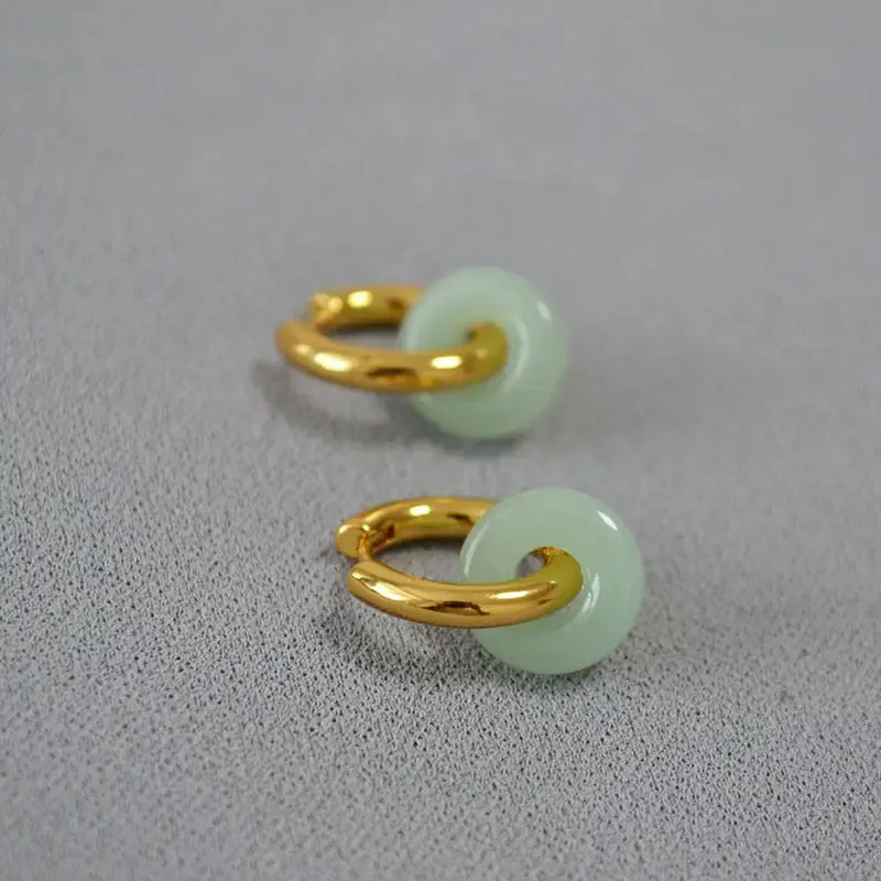Retro Stone Ring Earrings - Stylish & Natural