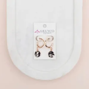 Rose Gold Drop Ring Disc Earring |**