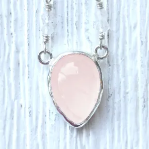 Rose Quartz Tear Necklace :: see more colors