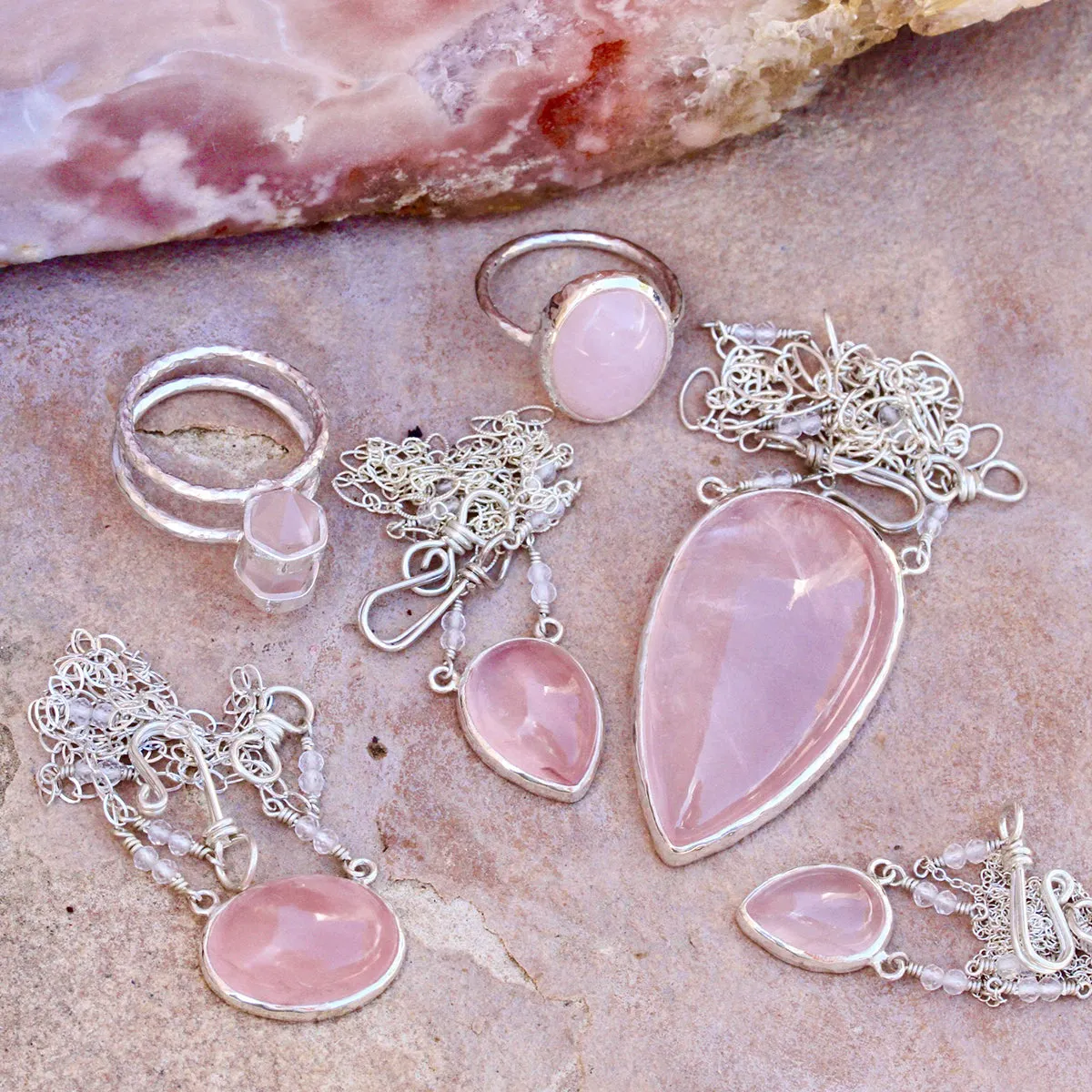 Rose Quartz Tear Necklace :: see more colors