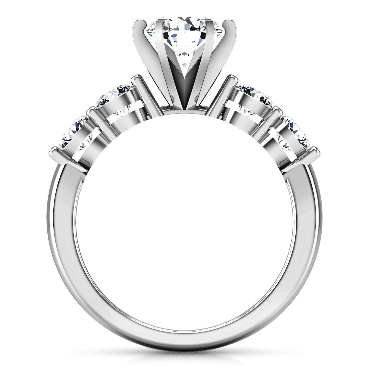 Round Diamond Pave Engagement Ring Journey 14K White Gold