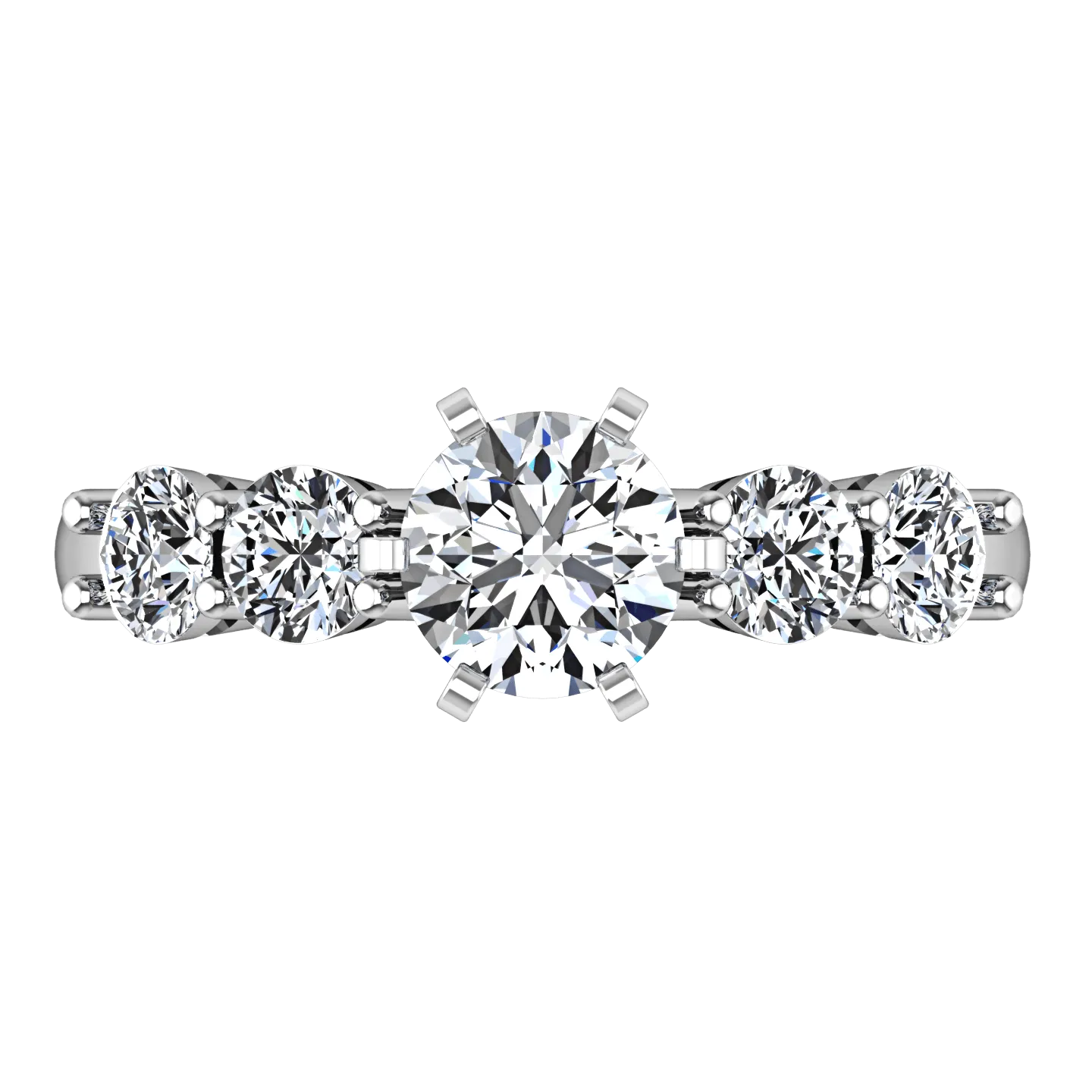 Round Diamond Pave Engagement Ring Journey 14K White Gold