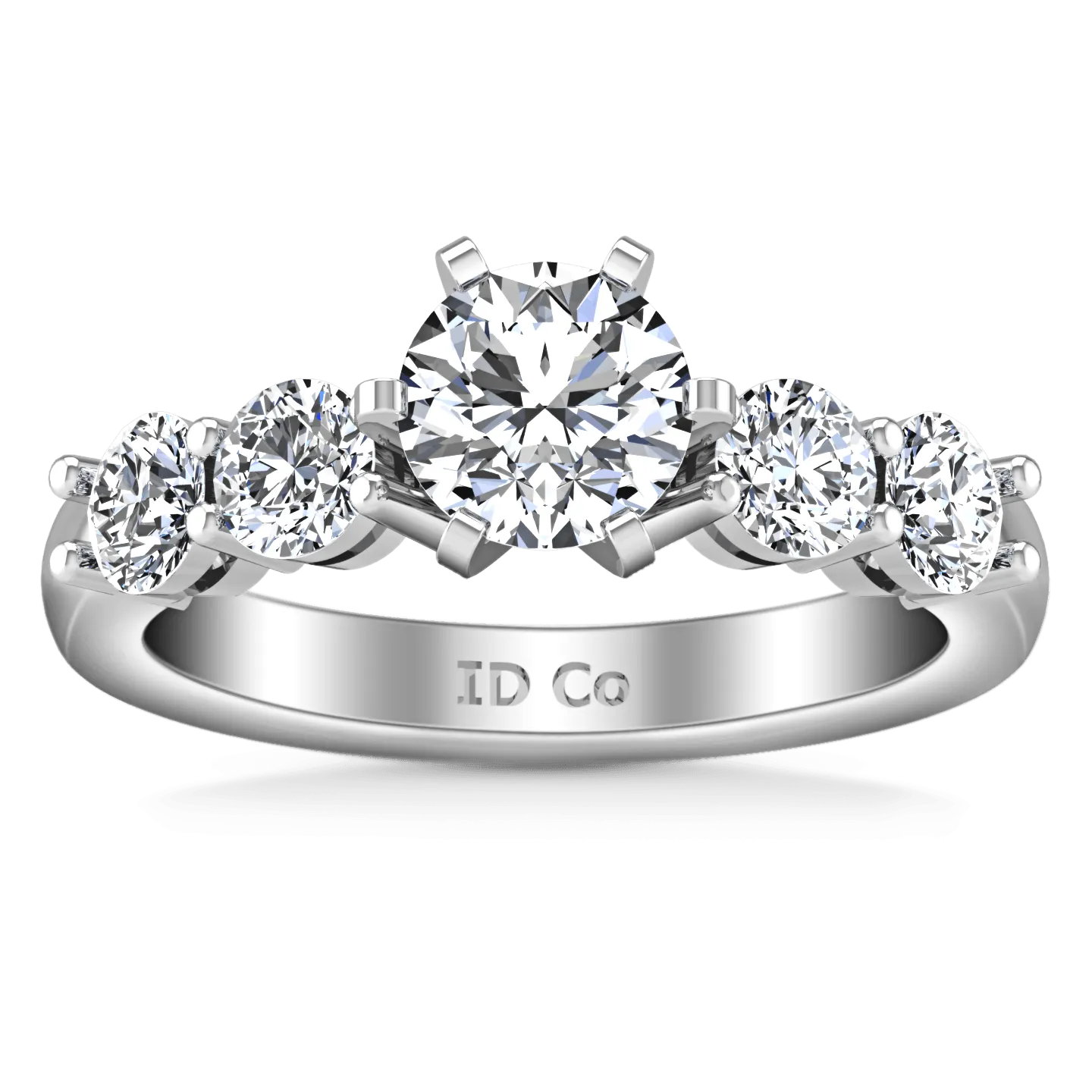 Round Diamond Pave Engagement Ring Journey 14K White Gold