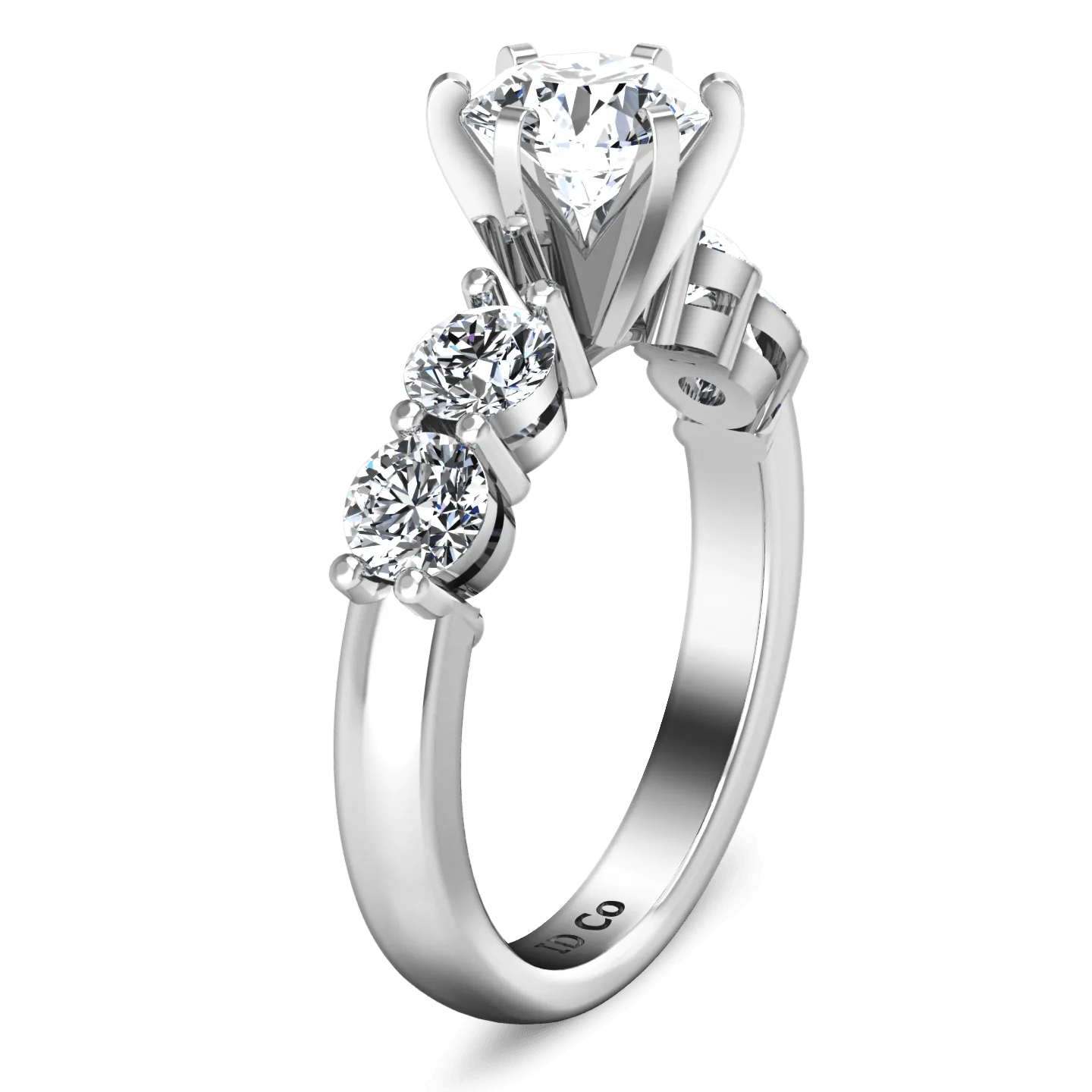 Round Diamond Pave Engagement Ring Journey 14K White Gold