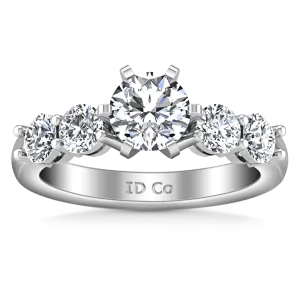 Round Diamond Pave Engagement Ring Journey 14K White Gold
