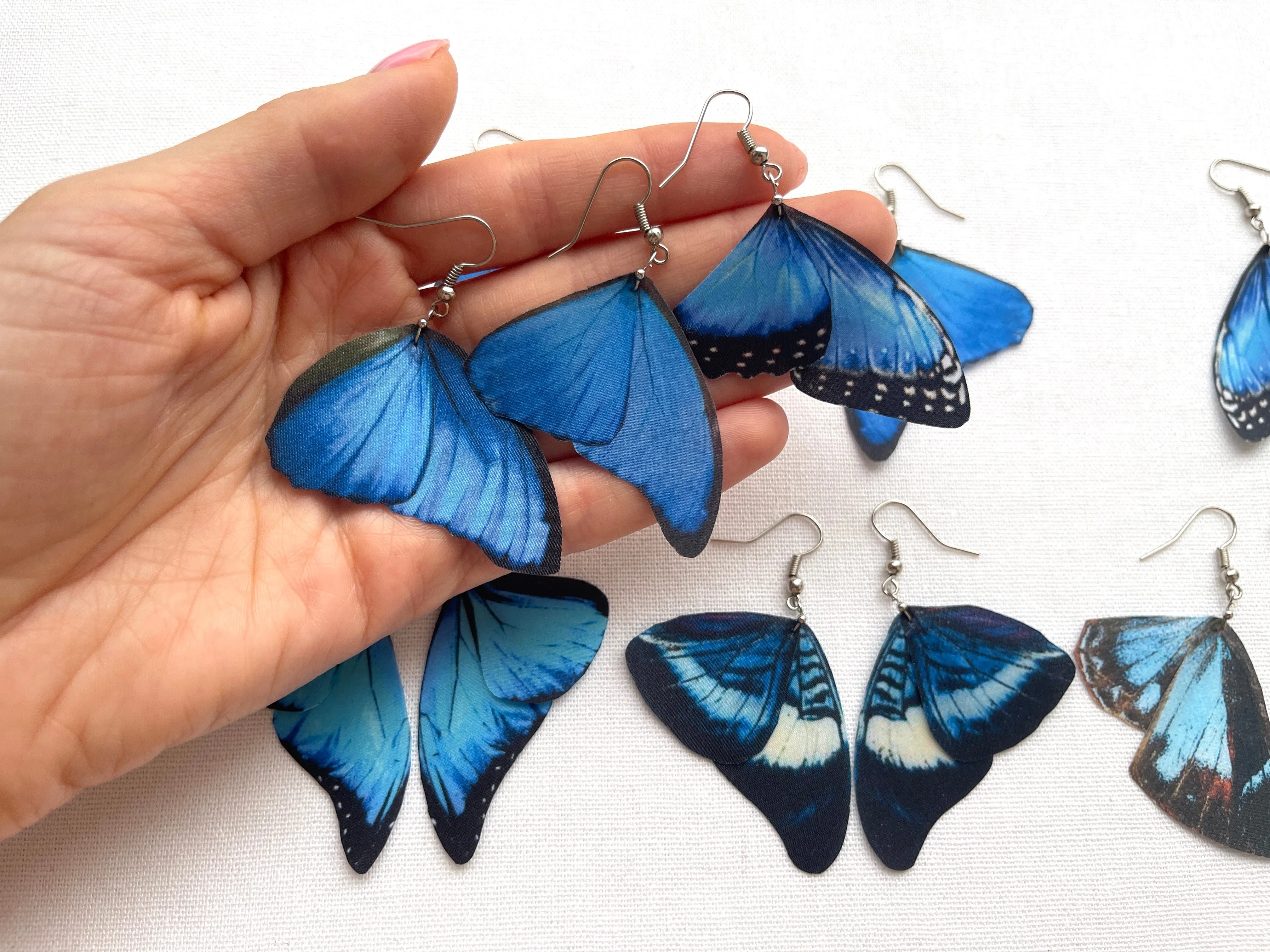Royal Blue Wings Earrings Handmade In Boho Style