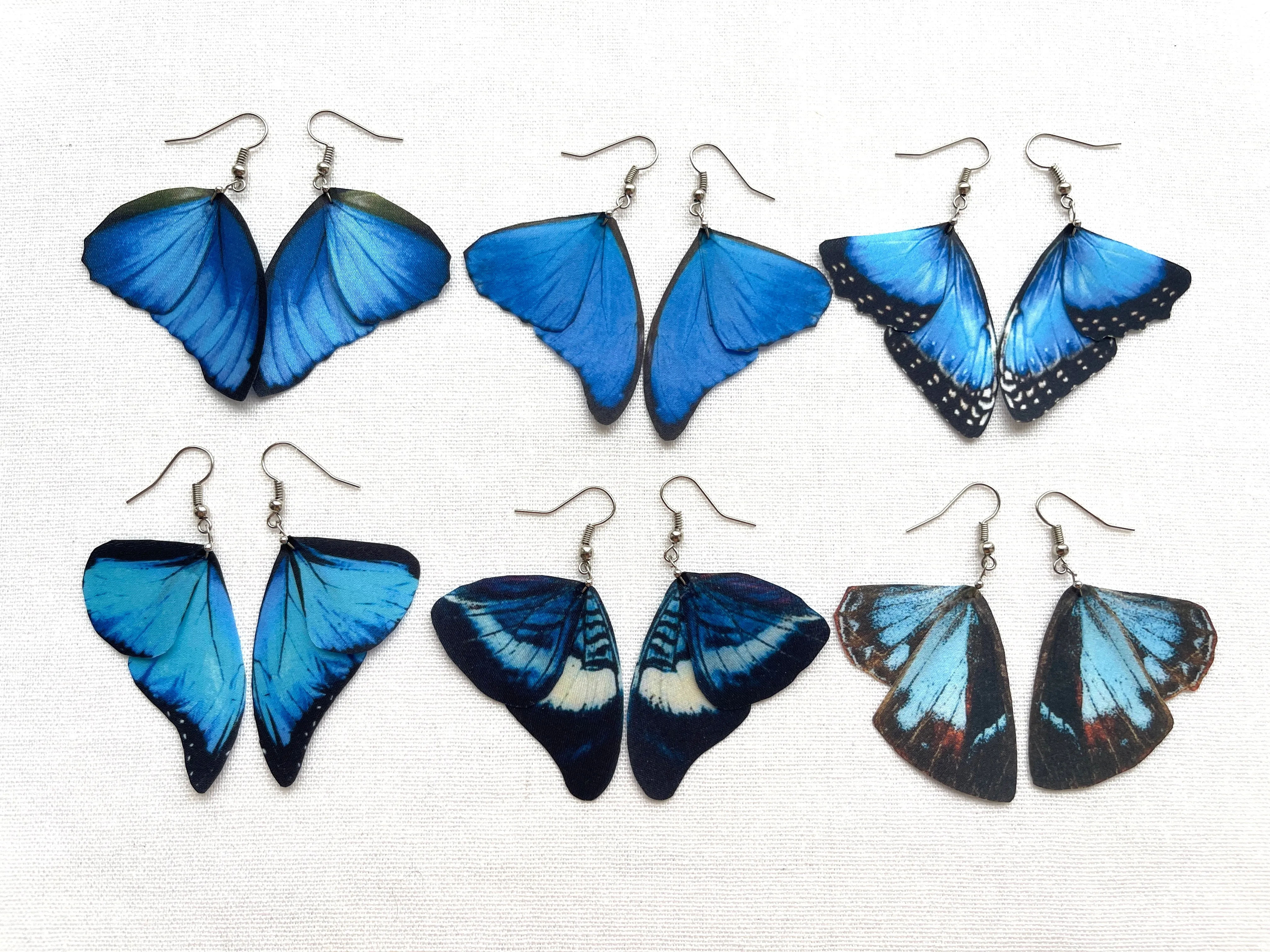 Royal Blue Wings Earrings Handmade In Boho Style