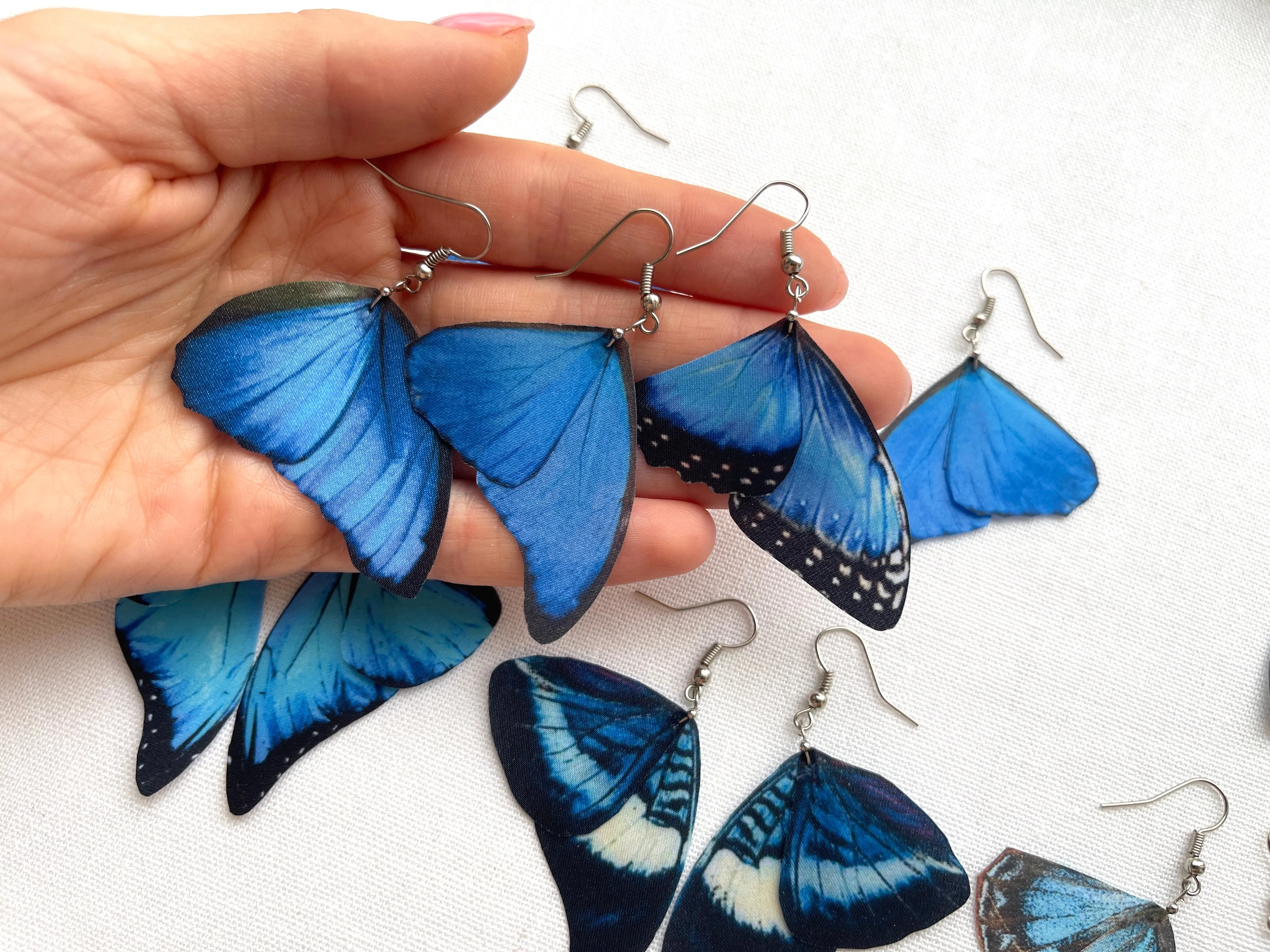 Royal Blue Wings Earrings Handmade In Boho Style