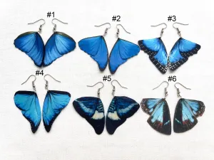 Royal Blue Wings Earrings Handmade In Boho Style