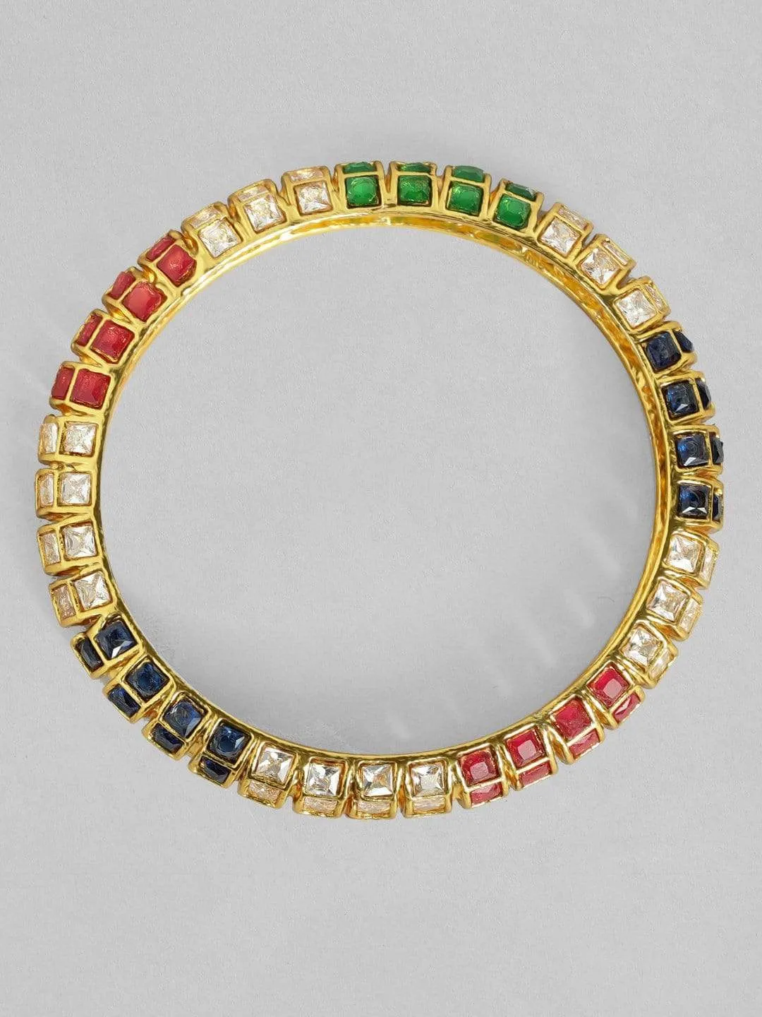 Rubans 22K Gold Plated Handcrafted Color Stone Set of 2 Bangles