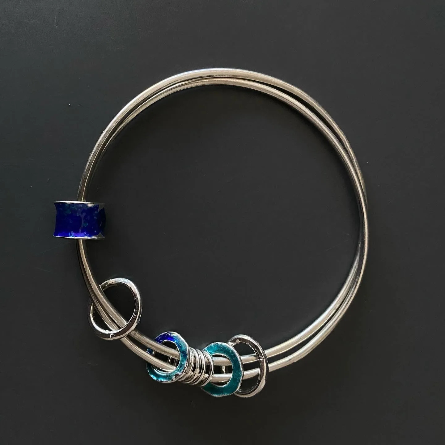 Rustic Bangle Set with Enamel Charms