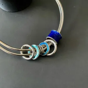 Rustic Bangle Set with Enamel Charms