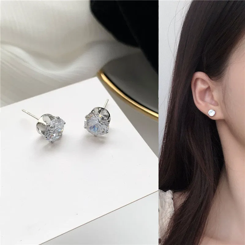 S925 Silver Needle Temperament Simple Gem Earrings