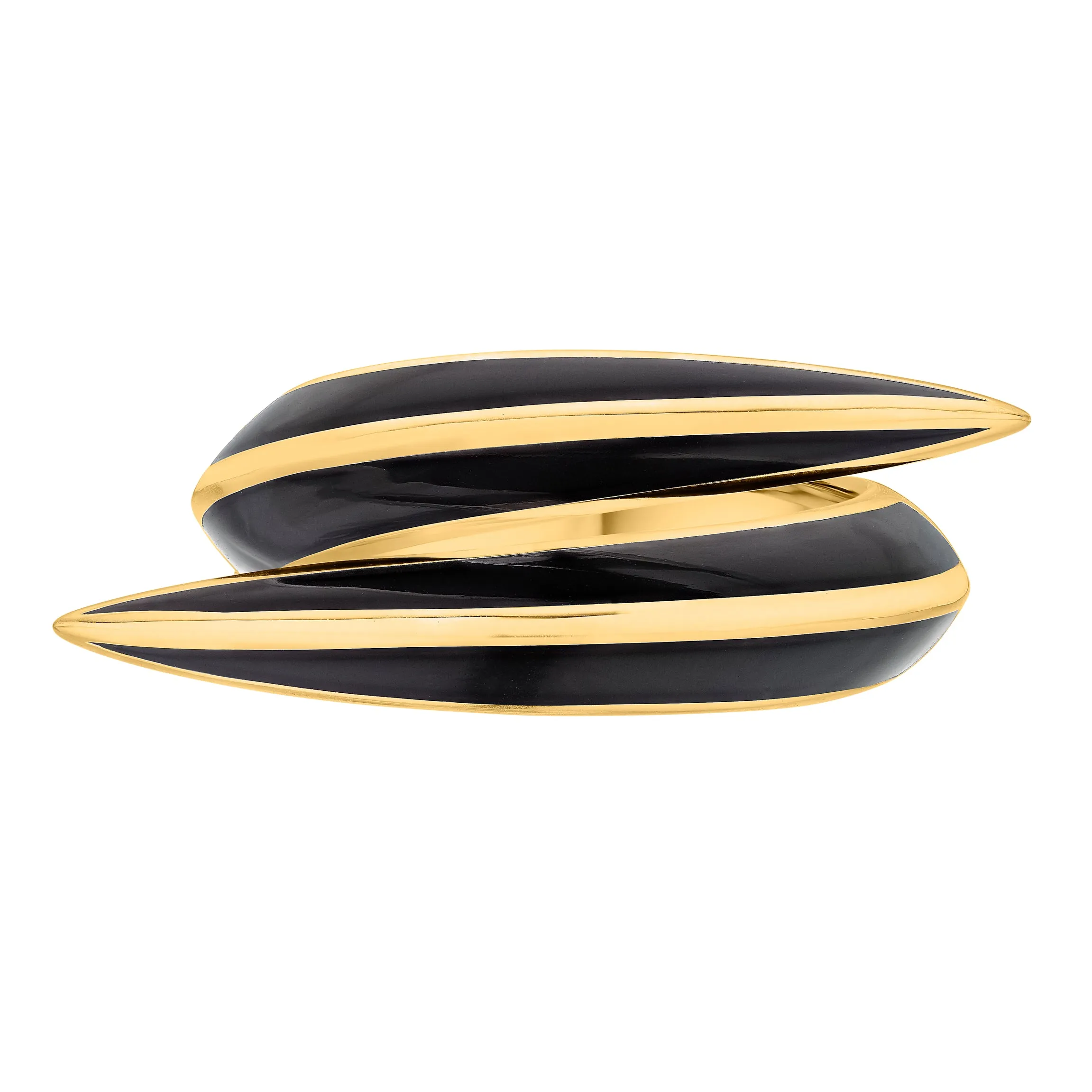 Sabre Deco Crossover Ring - Yellow Gold Vermeil & Black Ceramic