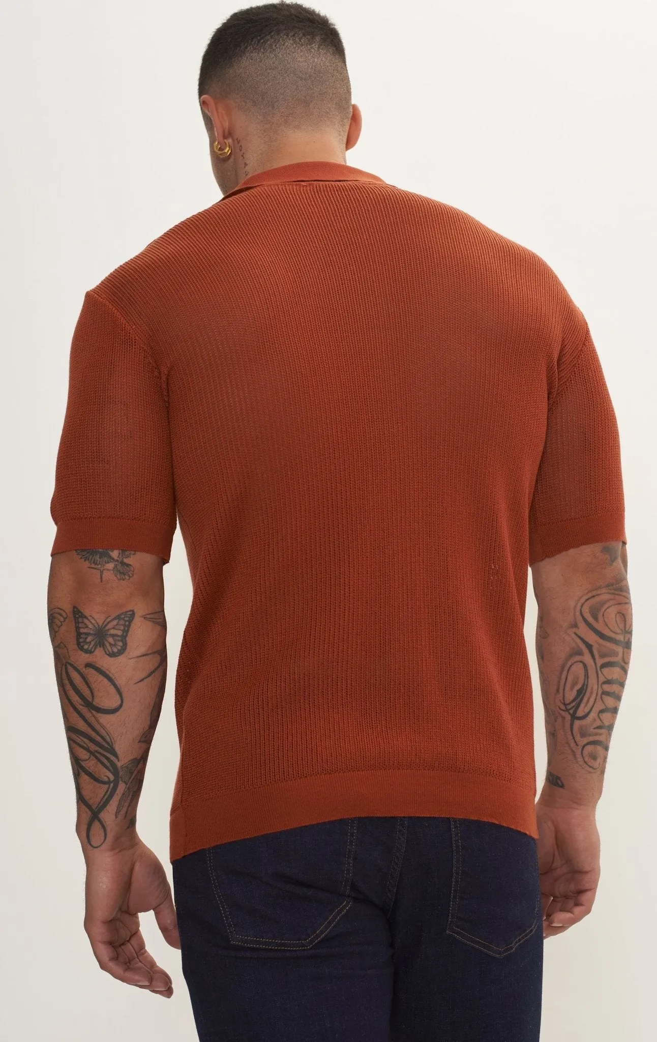 See Through Button Down Mesh Top - Tile
