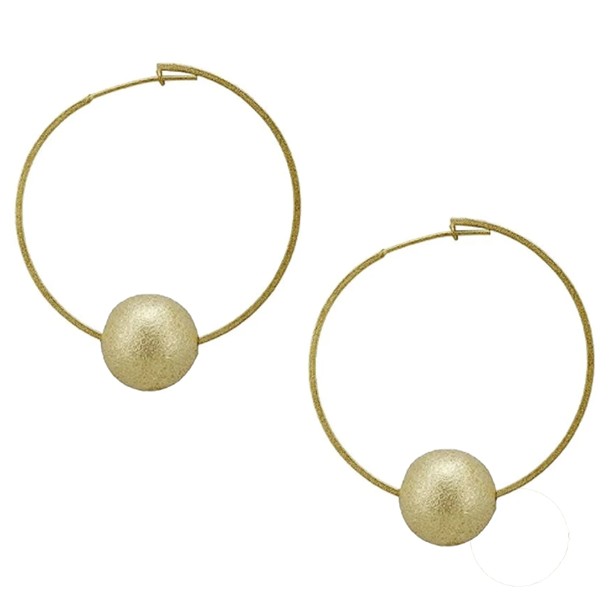 Sheila Fajl Cynthia Thin Eternity Ball Hoop Earrings in Brushed Gold