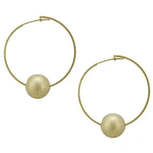 Sheila Fajl Cynthia Thin Eternity Ball Hoop Earrings in Brushed Gold