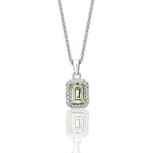 Silver & Co Elegant Silver Bezel Set Halo Pendant with Cubic Zirconia Stones SPG0027YZ