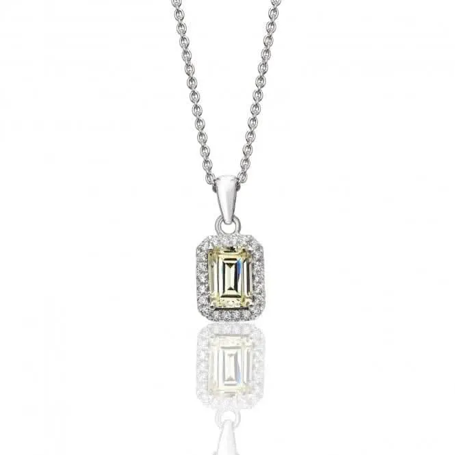 Silver & Co Elegant Silver Bezel Set Halo Pendant with Cubic Zirconia Stones SPG0027YZ