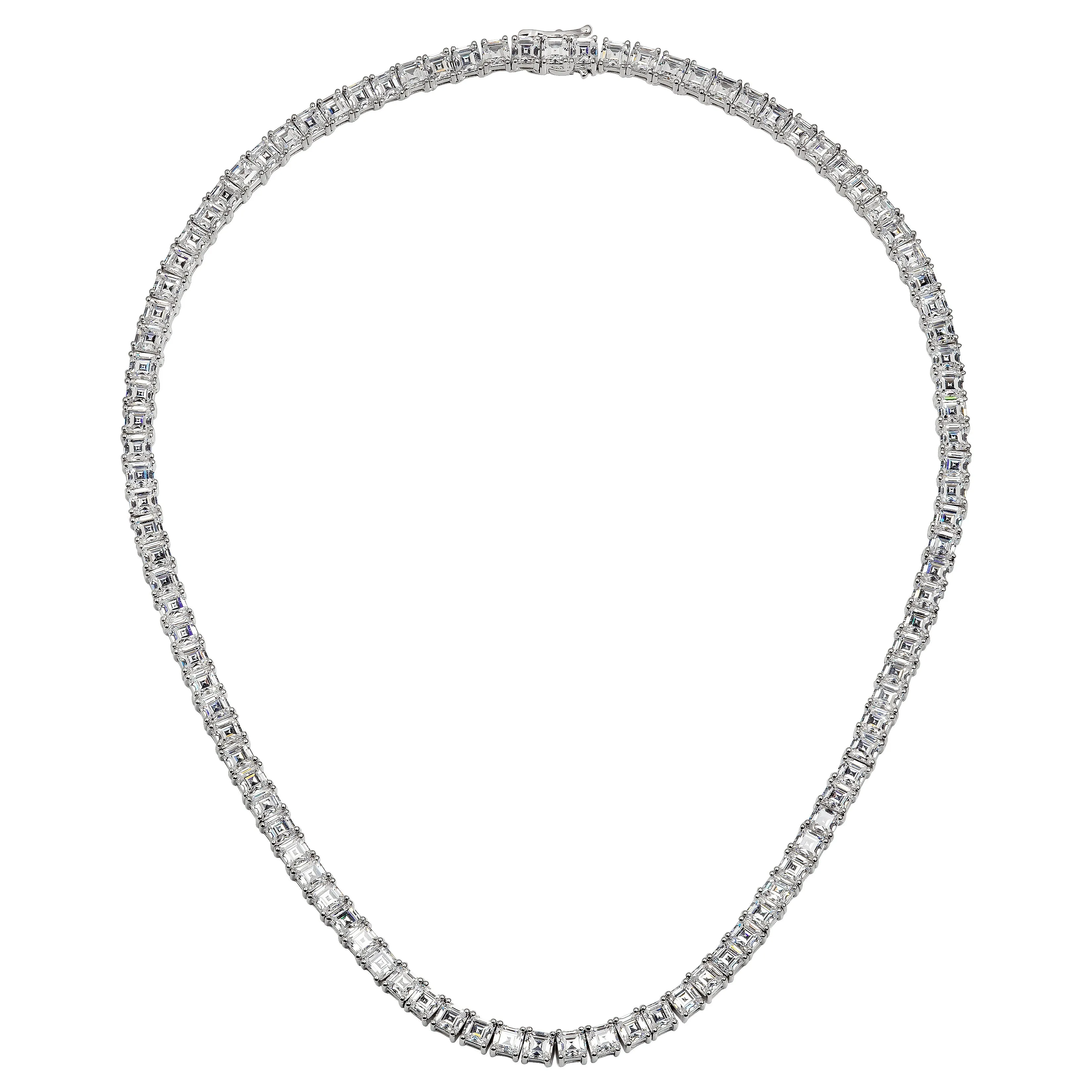 Silver Asscher-Cut Couture Tennis Necklace with Double Security Clasp 16.5”