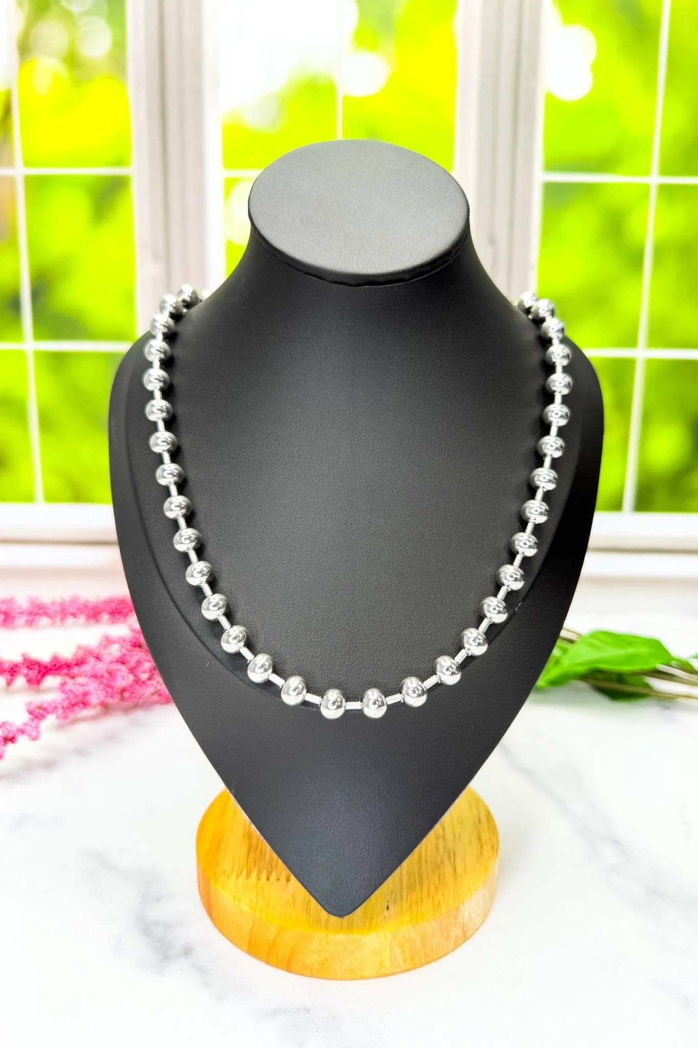 Silver Ball & Chain Necklace