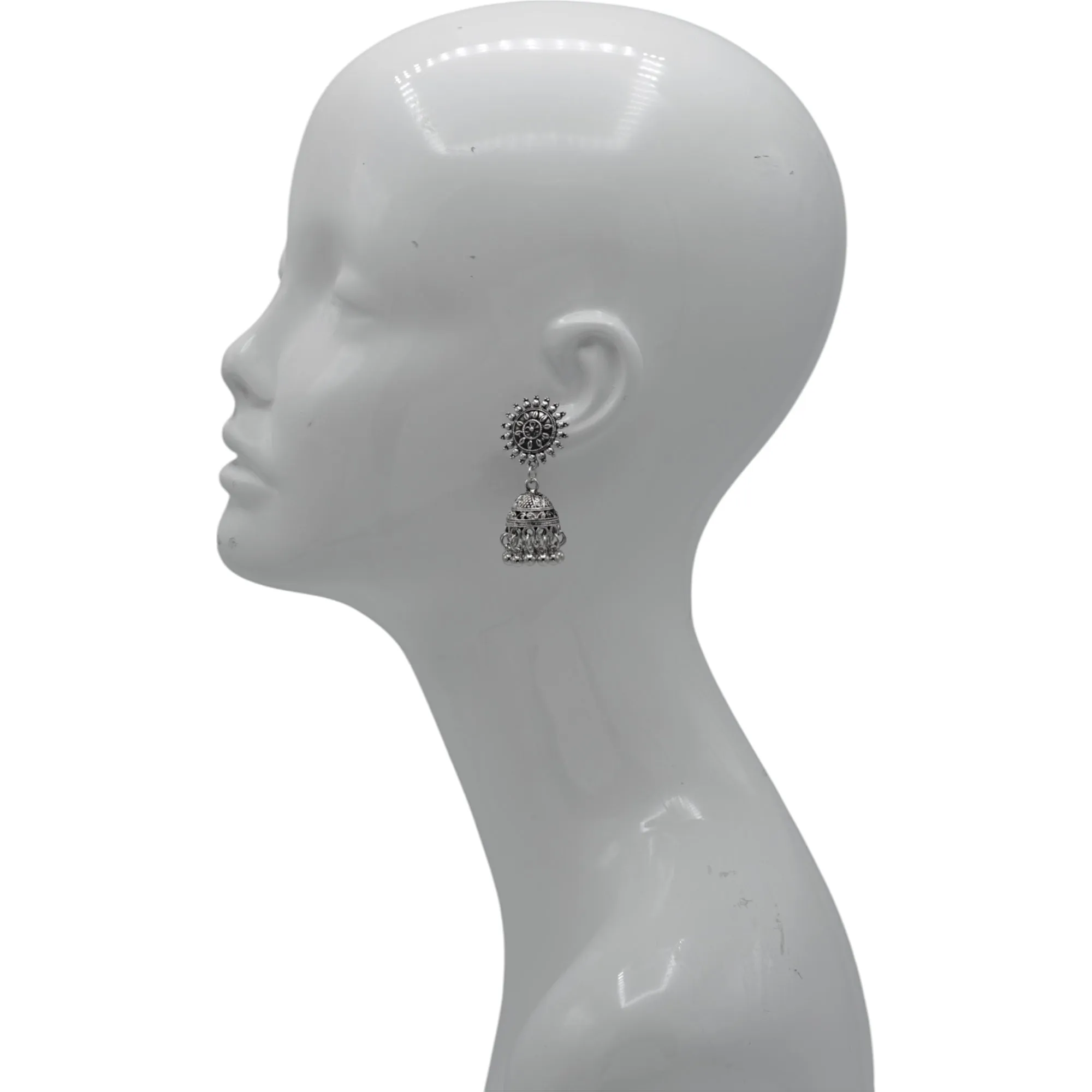 Silver Bead Oxidised Jhumka Earrings - Stylish, Fancy, and Ethnic#GFE6283(GE6)
