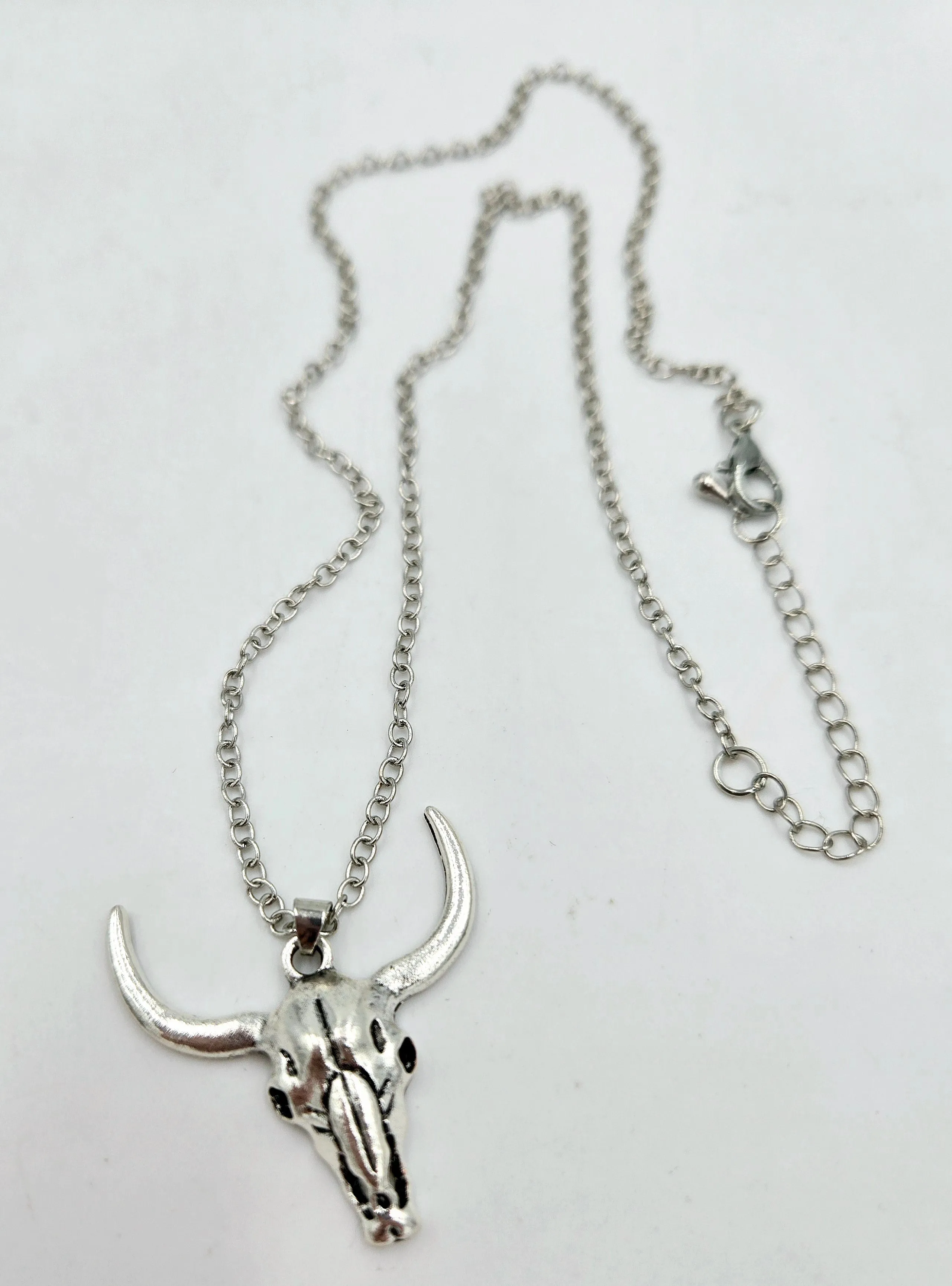 Silver Bull Head Necklace