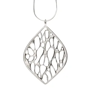 Silver Extra Large Framed Lily Cactus Necklace