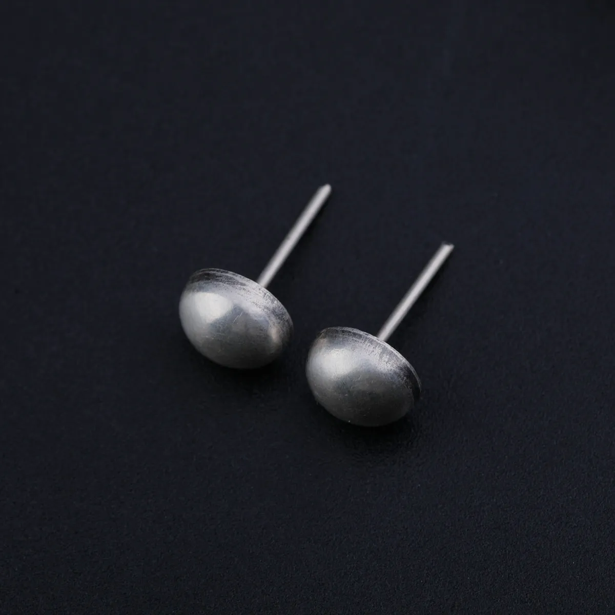 Silver Oxidized Small Dome Earring