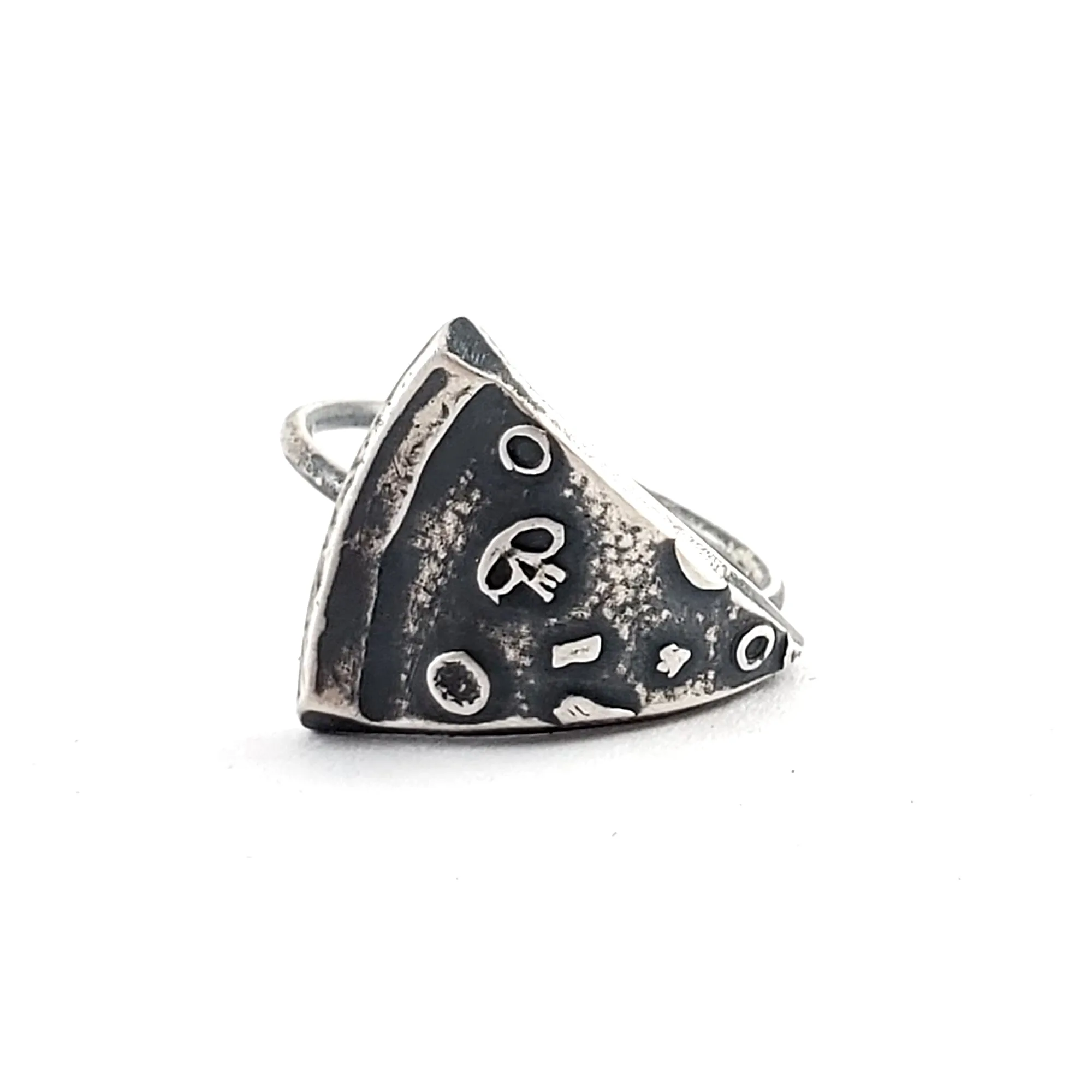 Silver Pizza Slice Coin Ring