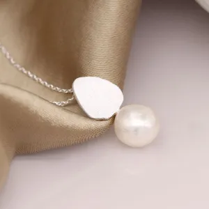 Silver Plated Necklace with Large Freshwater Pearl