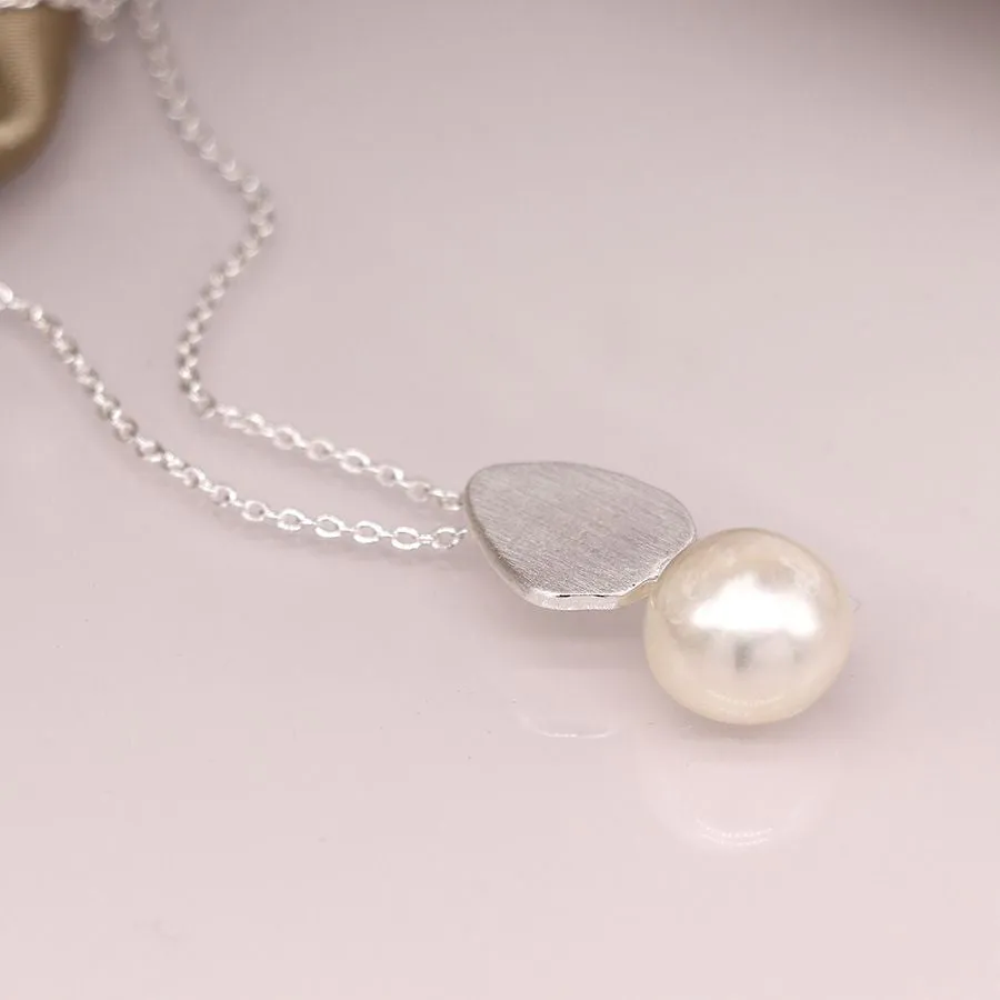 Silver Plated Necklace with Large Freshwater Pearl