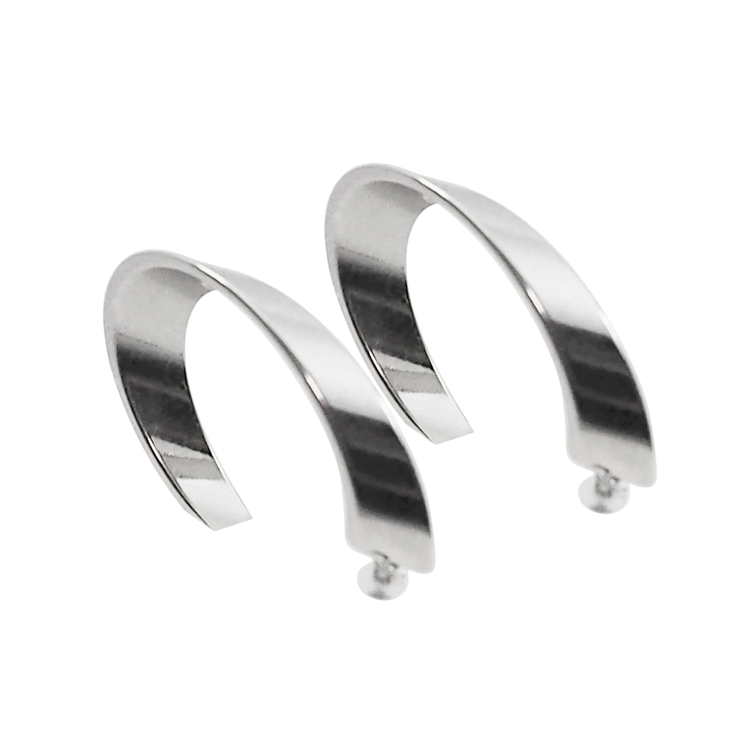Silver Twisted Oval Invisible Clip On Hoop Earrings