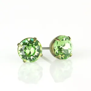 Simple Crystal Stud Earring - Brass - 6mm (PER)