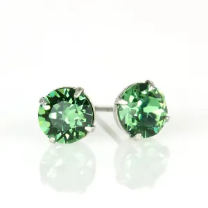 Simple Crystal Stud Earring - Silver - 6mm (ERN)