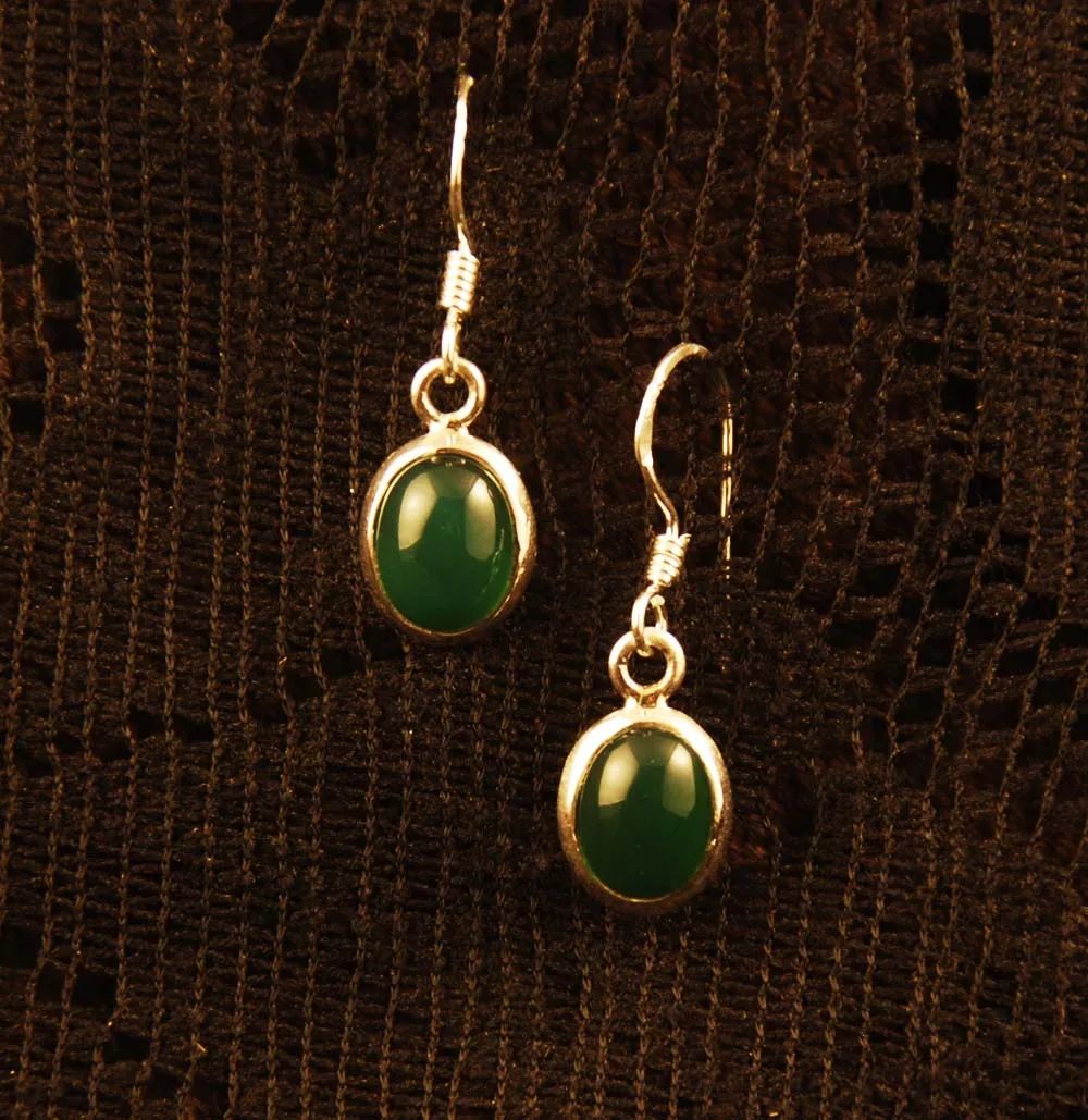 Simple Drop Earrings - Silver - Gemstones