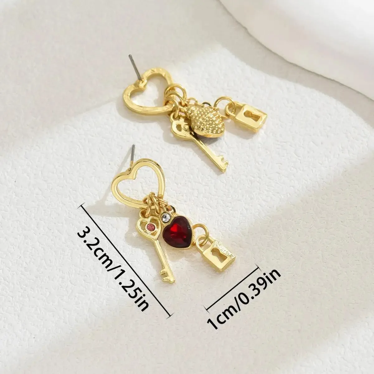 Simple Love Diamond Lock Earrings