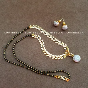 Simple Mangalsuthra Neckset with Stud Earrings