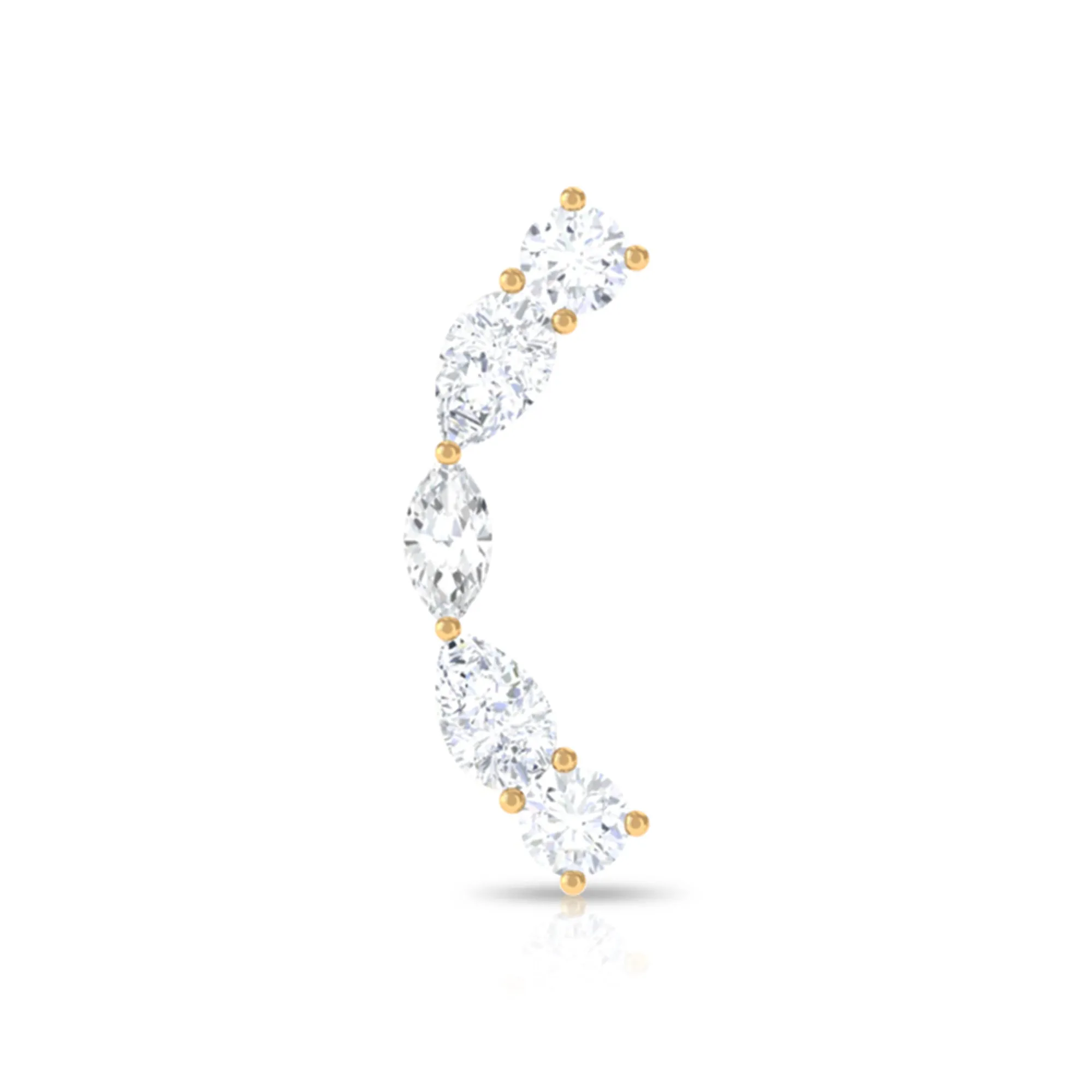 Simple Moissanite Curved Crawler Earring for Helix Piercing