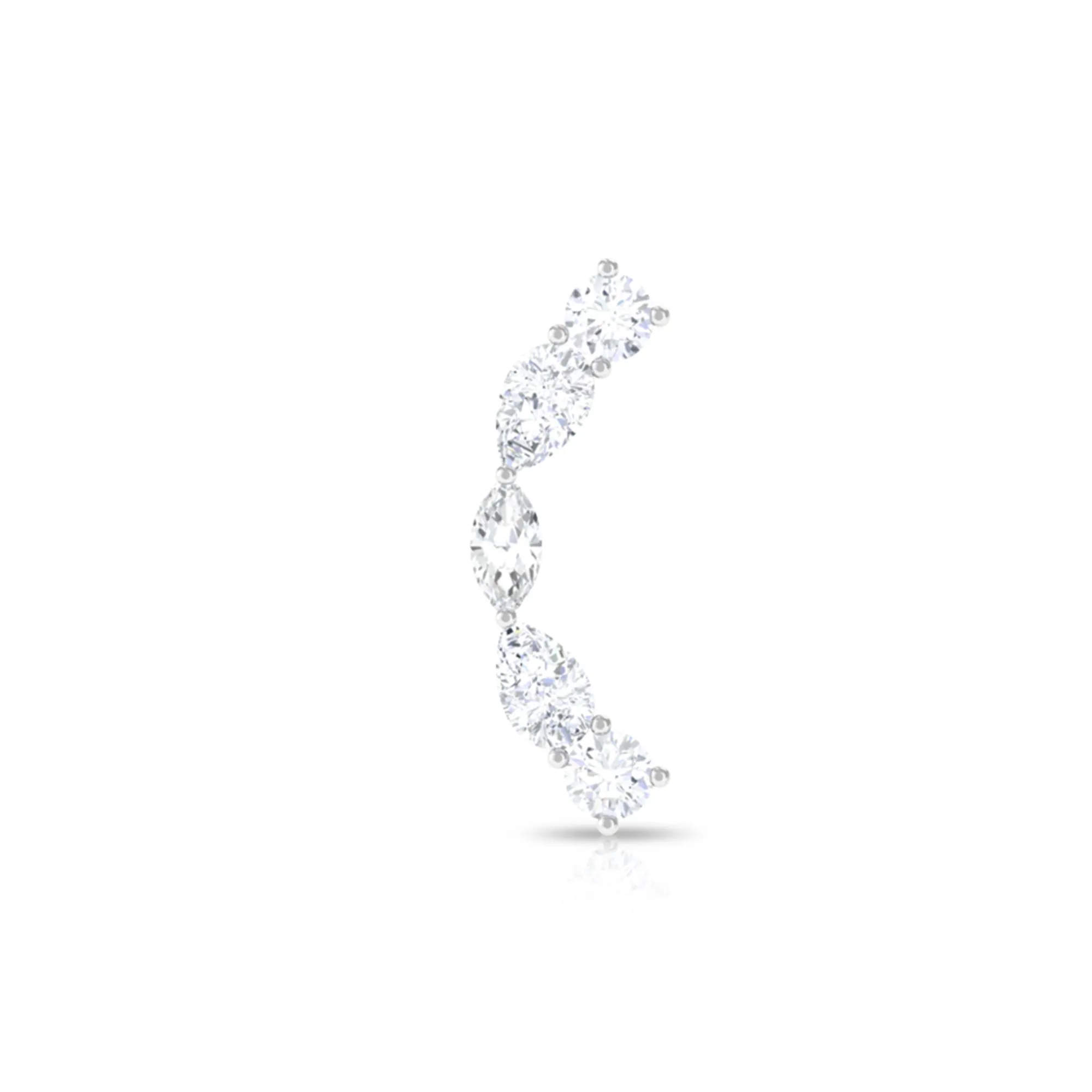 Simple Moissanite Curved Crawler Earring for Helix Piercing