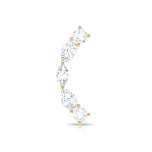 Simple Moissanite Curved Crawler Earring for Helix Piercing