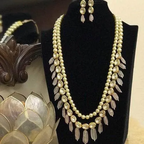 Simple Moti Kundan Line Set