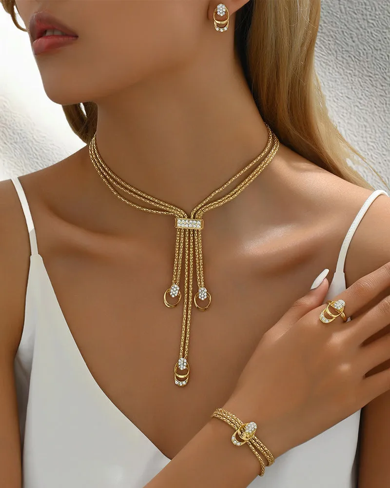 Simple necklace and earrings set