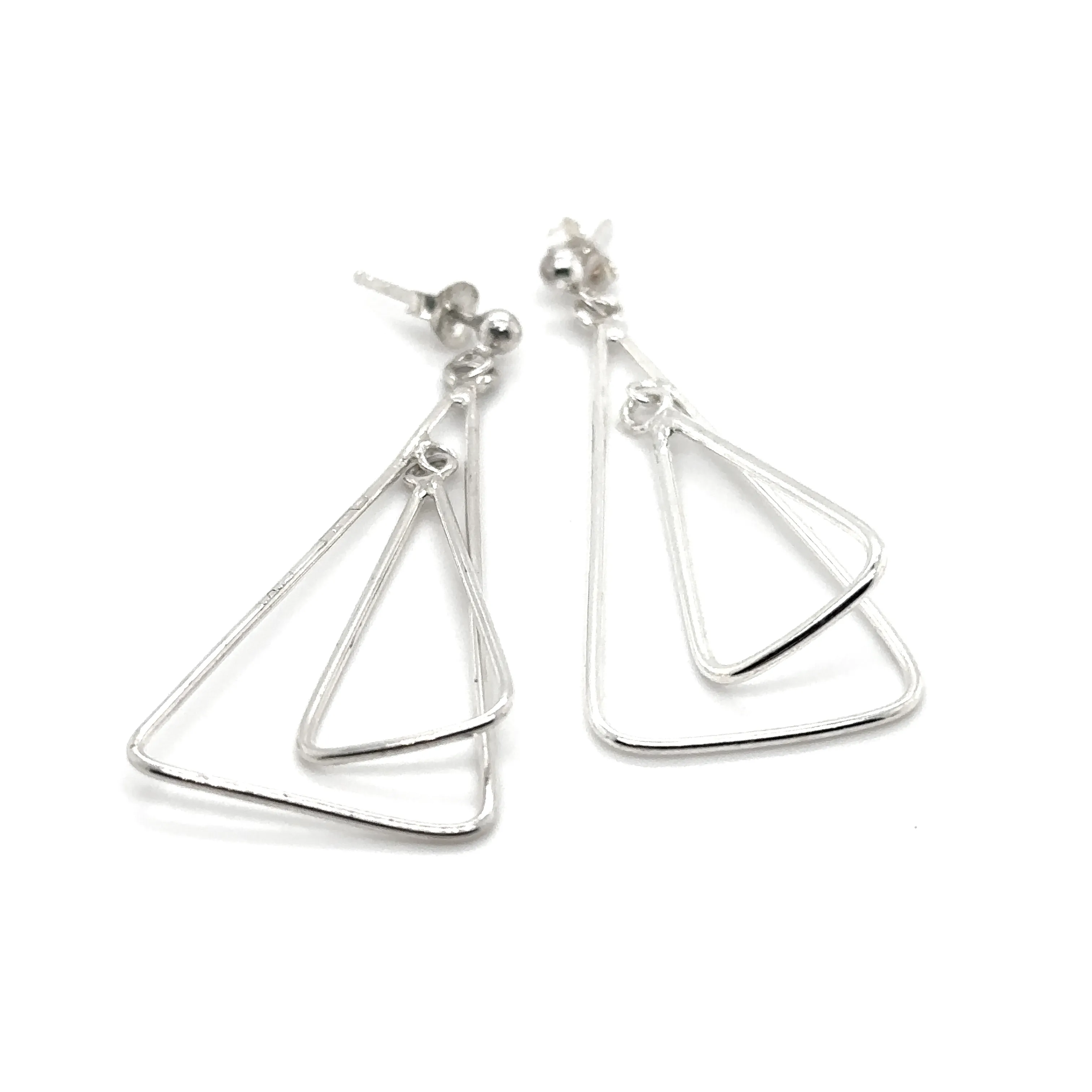 Simple Nesting Triangle Drop Post Earrings