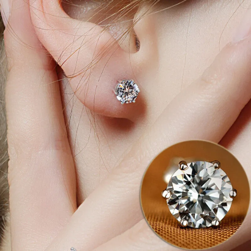 Simple New Design Rhinestone Crystal Silver Stud Earrings