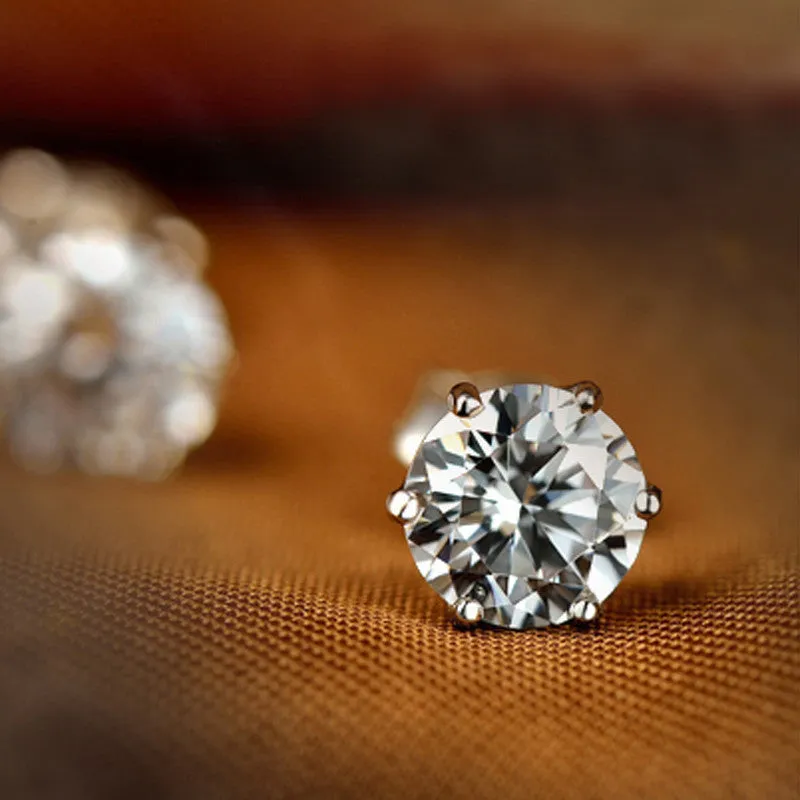 Simple New Design Rhinestone Crystal Silver Stud Earrings