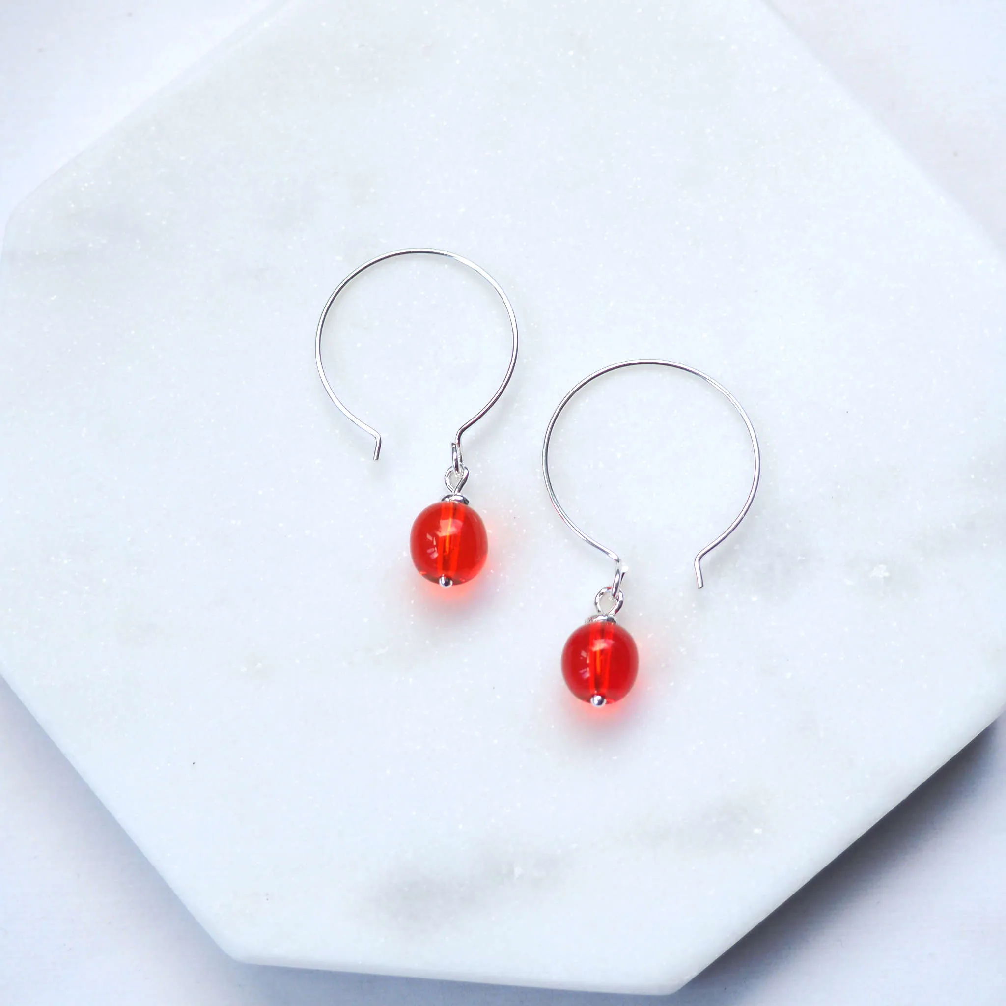 Simple Orange Hoop Earrings